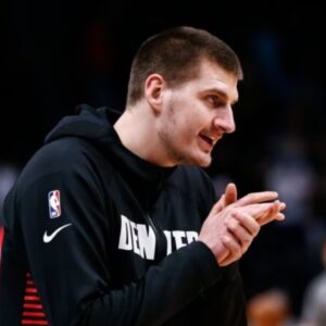 NBA All-Star Nikola Jokic during a pre-game warmup session
