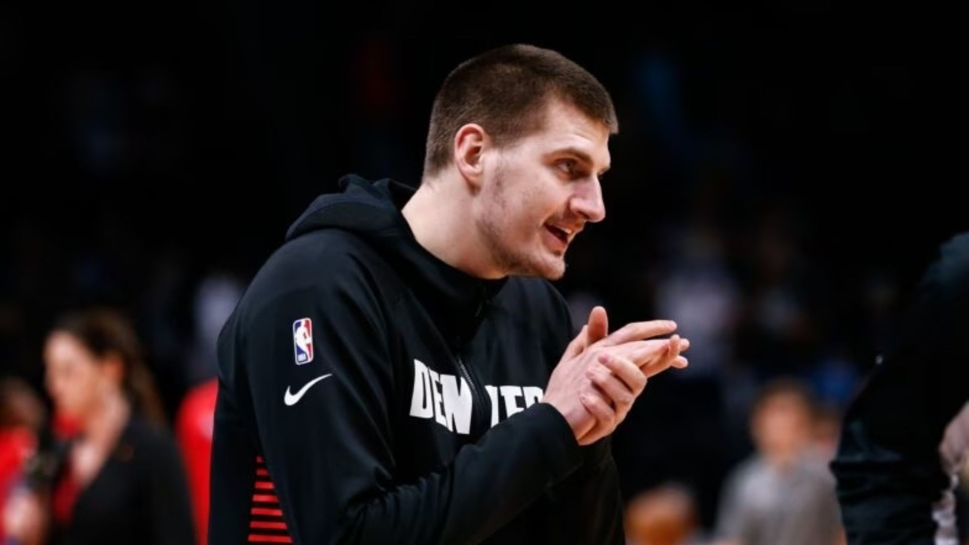 NBA All-Star Nikola Jokic during a pre-game warmup session
