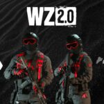 An illustration featuring Overkill and Double Time Perks in Warzone 2.0 along with two ranked ladder operators