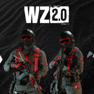 An illustration featuring Overkill and Double Time Perks in Warzone 2.0 along with two ranked ladder operators