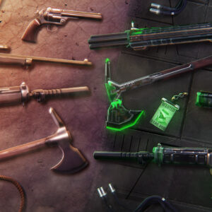 An image showing every single weapon and variant included in Neo Frontier Bundle in Valorant
