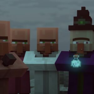 An image featuring different types of Villagers from Minecraft