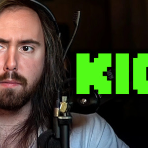 An image of Asmongold with kick logo