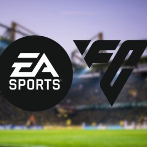 An illustration of Signal Iduna Park blurred out with EA Sports FC logo in the front