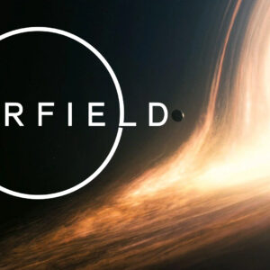 An image showing an image of a black hole with the logo of Starfield on left