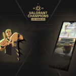 An image showing Gekko from Riot Game's shooter with Valorant Champions 2023 logo
