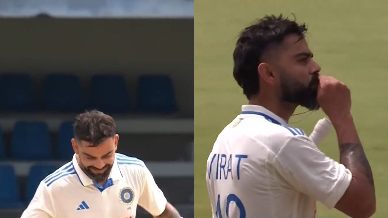 Virat 76 Century Celebration: Kohli emulates Shubman Gill Before Kissing Wedding Ring At Queen's Park Oval [WATCH]