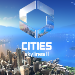 An image displaying the main cover of Cities: Skylines 2 with sea side metropolis