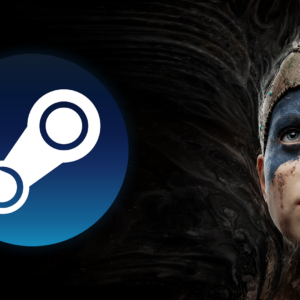 An image displaying the main character from Senua with the Steam logo
