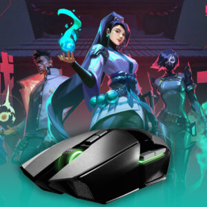 An iamge displaying Agents from Valorant like Sage, Phoenix and Viper with a Gaming Mouse