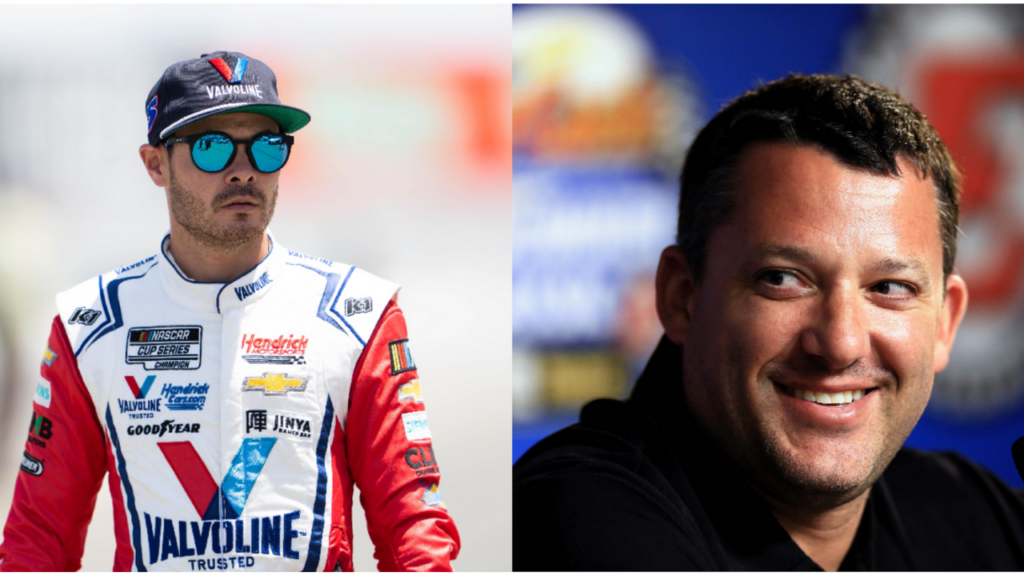 Kyle Larson (L) and Tony Stewart (R). Image Credits: Imagn.