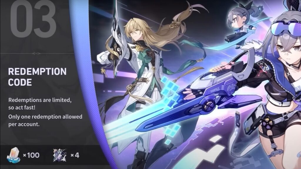 Honkai Star Rail livestream code poster for version 1.1