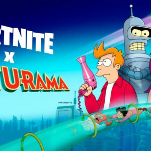 An image showing Fry, Bender and Leela from the show Futurama, which is collaborating with Fortnite update v25.30