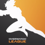 An image showing Tracer in negative space and making the logo of Overwatch League