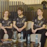 The whole Gaimin Gladiators team interviewing during Dota 2 Lima Major 2023