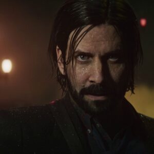 Alan Wake in a live-action footage from Alan Wake 2