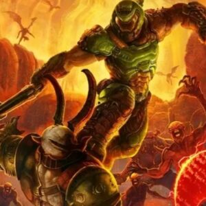 An Image of Doom Slayer in Doom killing monsters