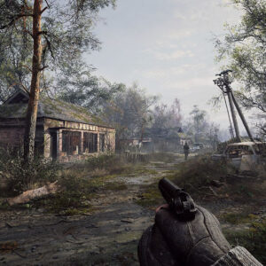 The player character holding a pistol in Stalker 2: Heart of Chornobyl