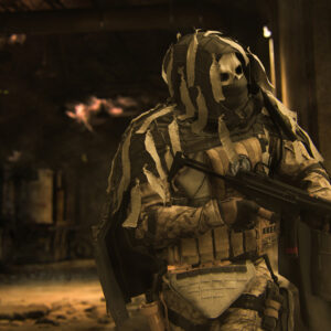 An image of a soldier looking away from the camera in Warzone 2
