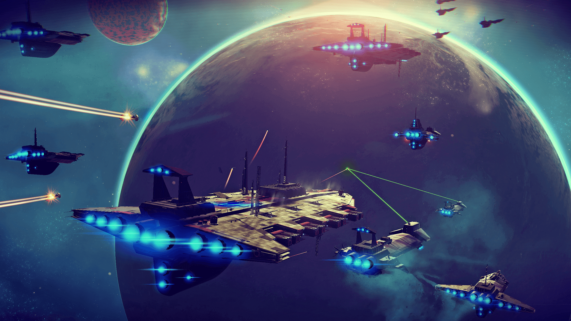 An image showing spaceships from No Man's Sky Echoes update