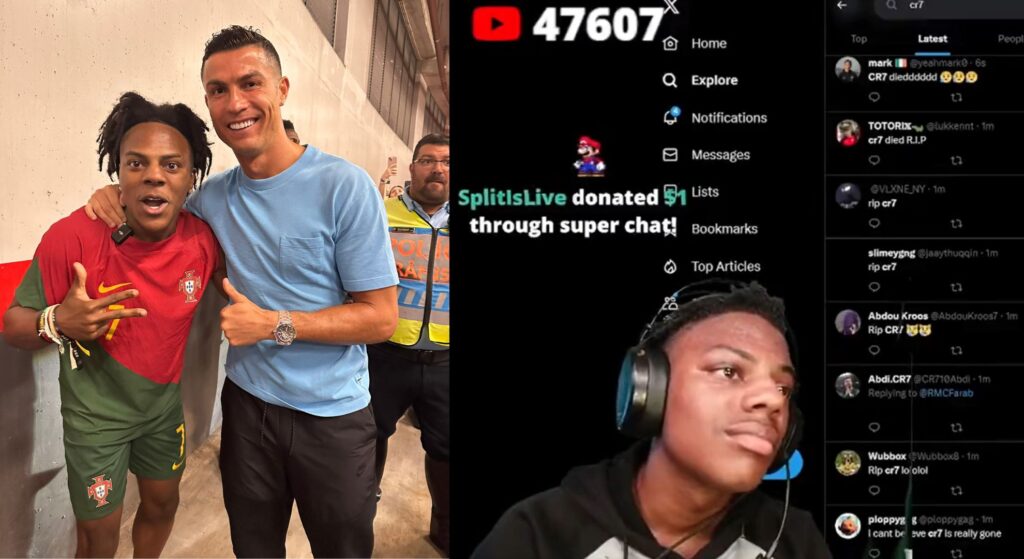 IShowSpeed freaks out after seeing the fake news of Cristiano Ronaldo dying
