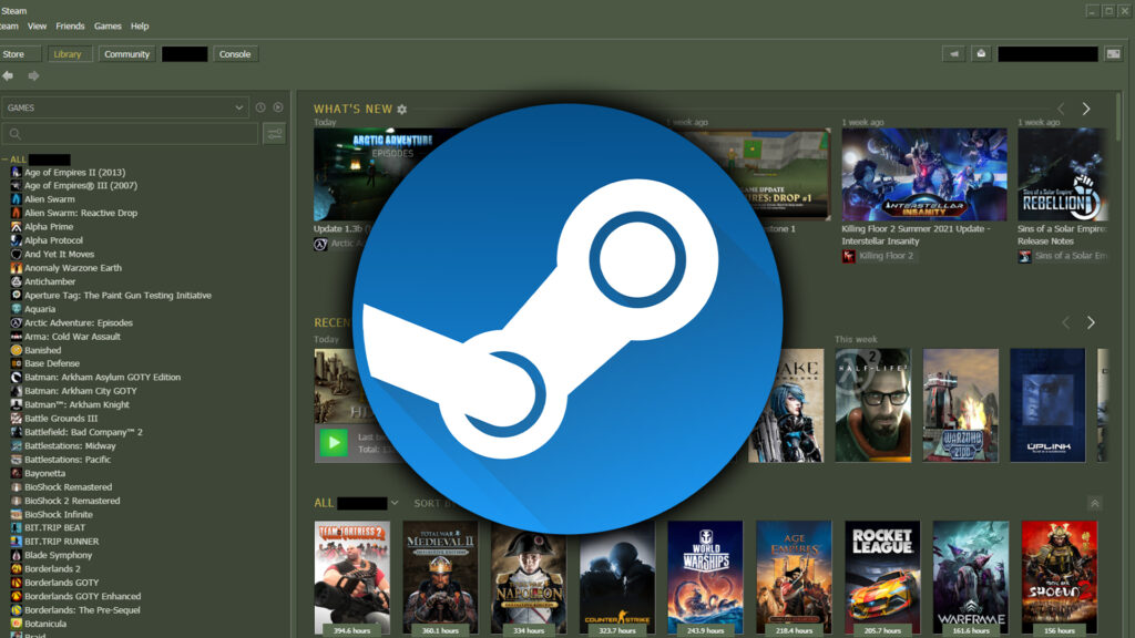 An image showing old Steam UI in background with the new logo