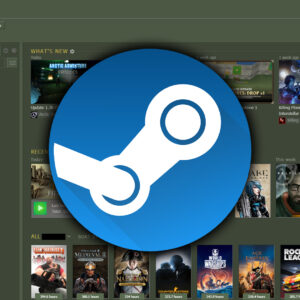 An image showing old Steam UI in background with the new logo