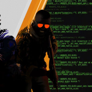 An image showing two caharacters from Counter-Strike 2 with green command prompt on right