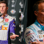Denny Hamlin (L) and Kevin Harvick (R). Image Credits: Imagn.