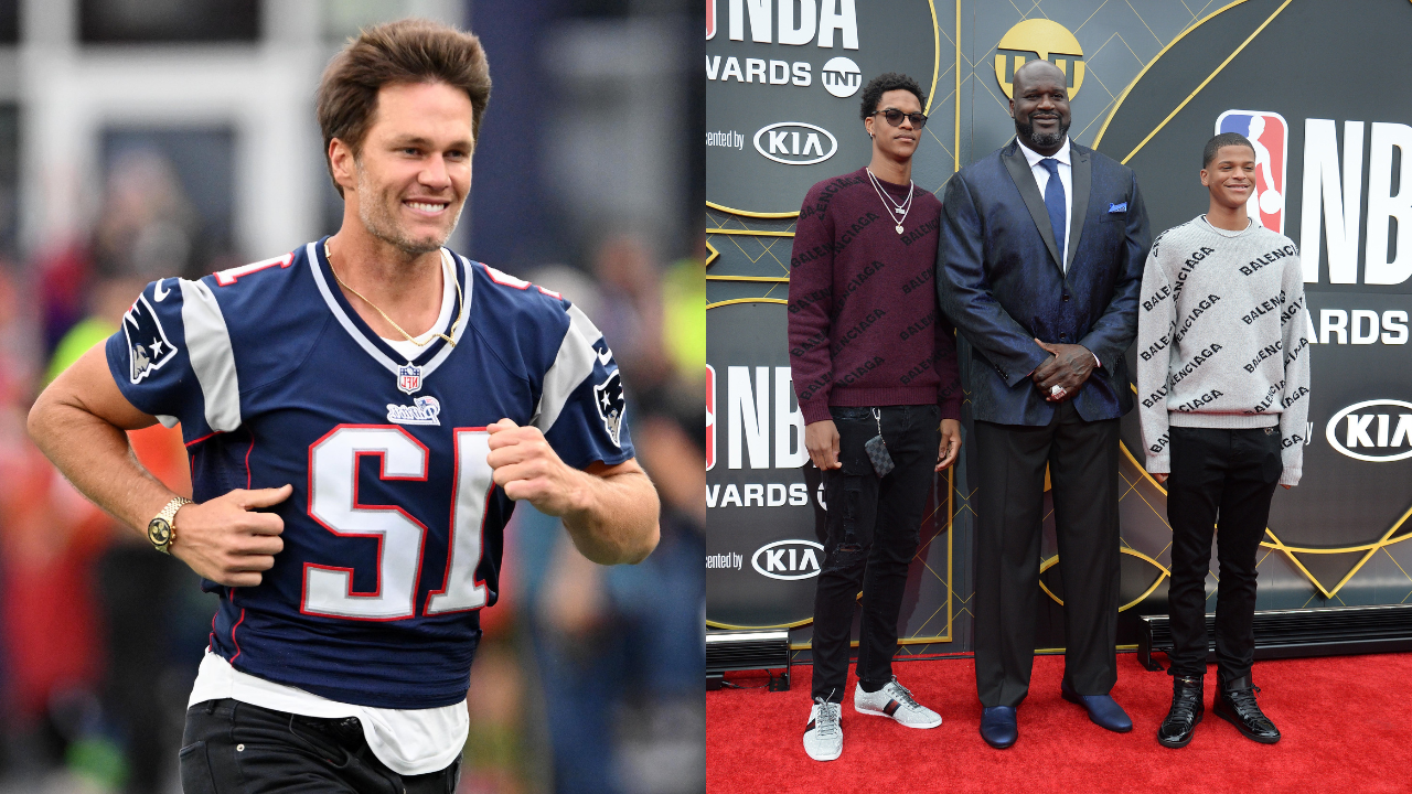 Shaquille O'Neal's Son Hypes Up NFL Superstar Tom Brady Draining Impressive Shots While Working Out with Son in a Basketball Gym