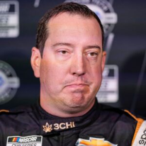 Aug 31, 2023; Charlotte, North Carolina, USA; Kyle Busch answers questions from the media at Charlotte Convention Center. Mandatory Credit: Jim Dedmon-USA TODAY Sports