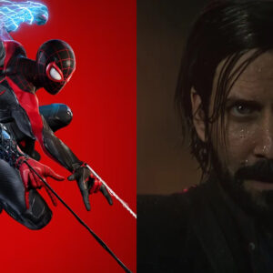 An image showing Alan Wake and two Spider-Mans in one collage