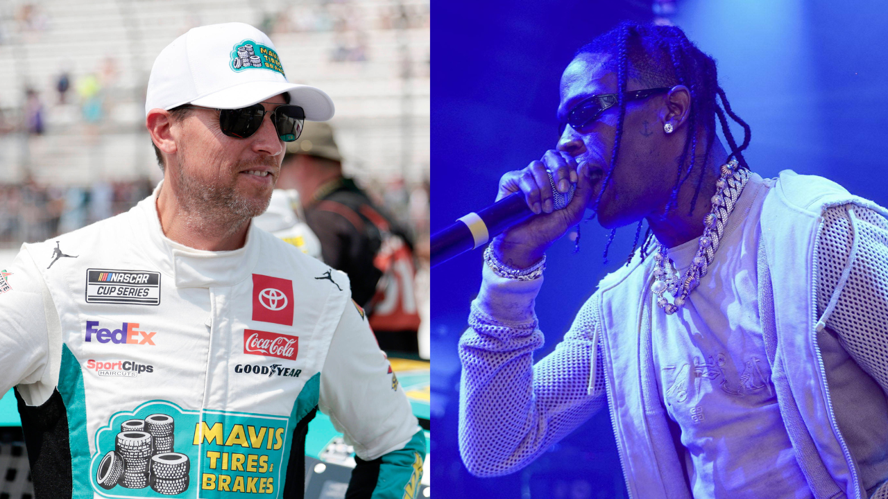 Denny Hamlin Rocks Michael Jordan Themed NASCAR Costume for Travis Scott's Charlotte Show