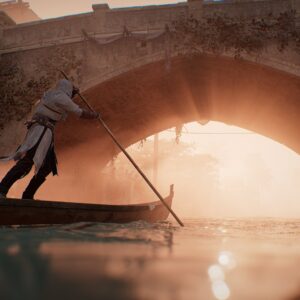 An image showing boating in Assassin's Creed Mirage