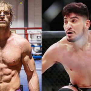 Dillon Danis hits Logan Paul with a mic at the DAZN press conference