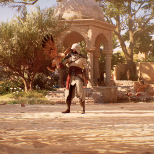 An image showing a chracters with eagle from AC Mirage