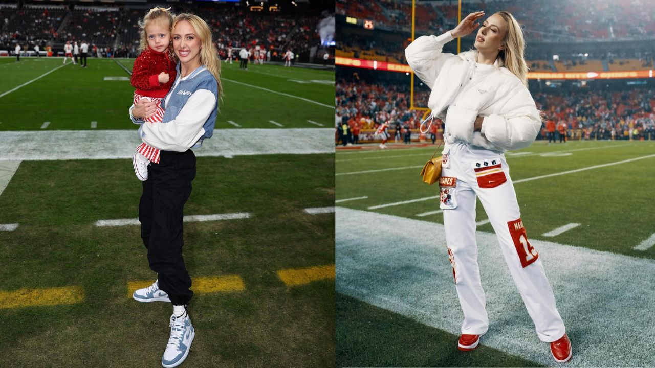 Brittany Mahomes Wears $170 Denim Jordans to the Chiefs Game, Breaking Her Streak for a Typical Chiefs Theme Look