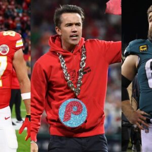 Rob McElhenney Tells Jason & Travis Kelce How Kylie Kelce’s Special Jacket Caused a Bidding War Between Him & Wife Kaitlin Olson