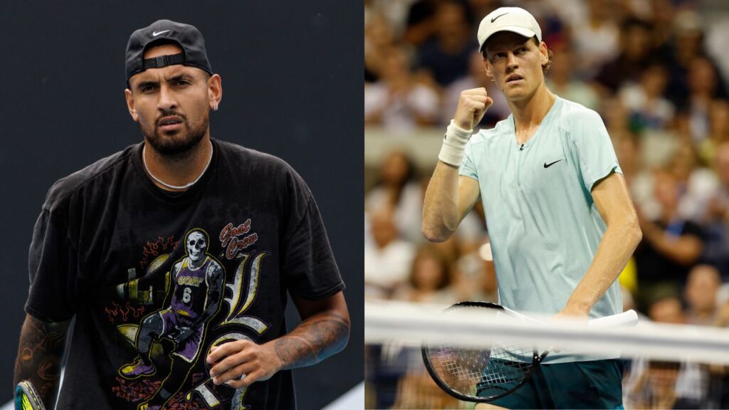 Nick Kyrgios (L) and Jannik Sinner (R)