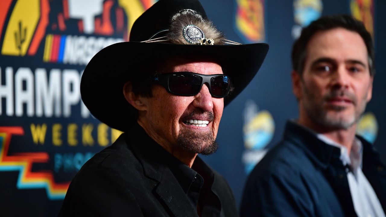 Nov 4, 2022; Avondale, Arizona, USA; Team owner Richard Petty in attendance as Jimmie Johnson announces ownership stake into the Petty GMS organization starting in 2023. at Phoenix Raceway. Mandatory Credit: Gary A. Vasquez-USA TODAY Sports