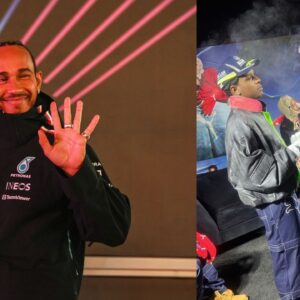 Alleged Ex-Flame Rihanna Turns Up With Baby Daddy ASAP Rocky To Show Her Support to Lewis Hamilton at Las Vegas Event