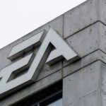 The company logo on EA headquarters
