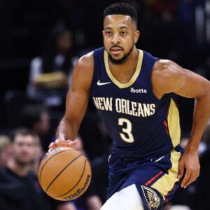 Oct 17, 2023; Orlando, Florida, USA; New Orleans Pelicans guard CJ McCollum (3) dribbles against the Orlando Magic during the second half at Amway Center. Mandatory Credit: Kim Klement Neitzel-USA TODAY Sports