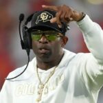 Colorado Buffaloes head coach Deion Sanders reacts against the UCLA Bruins in the first half at Rose Bowl.