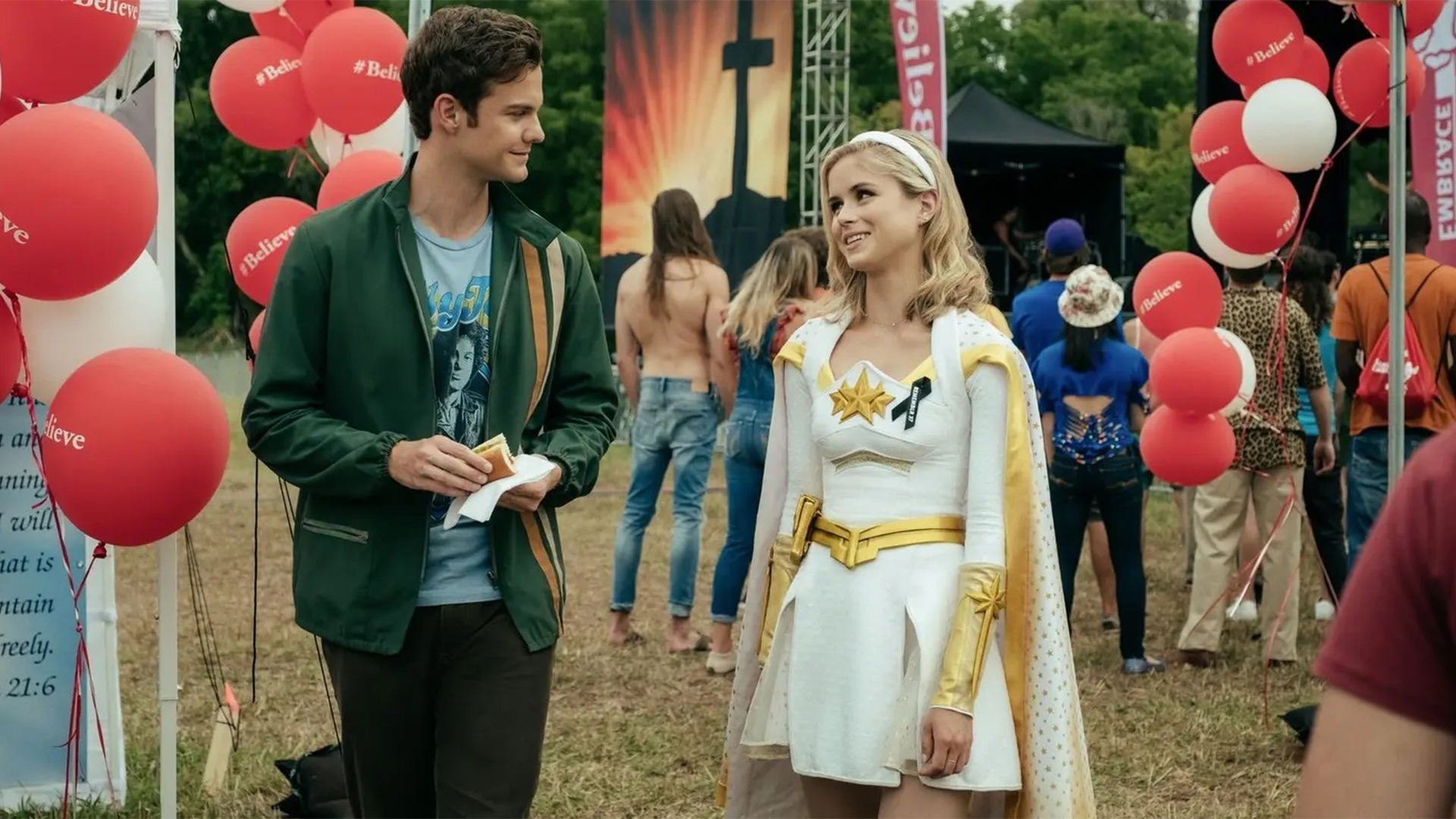 Erin Moriarty and Jack Quaid in The Boys