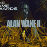 An image showing Alan Wake 2 cover with golden theme for GOTY and The Game Awards logo