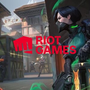 An illustration of Valorant with the Riot Games logo embedded in the center