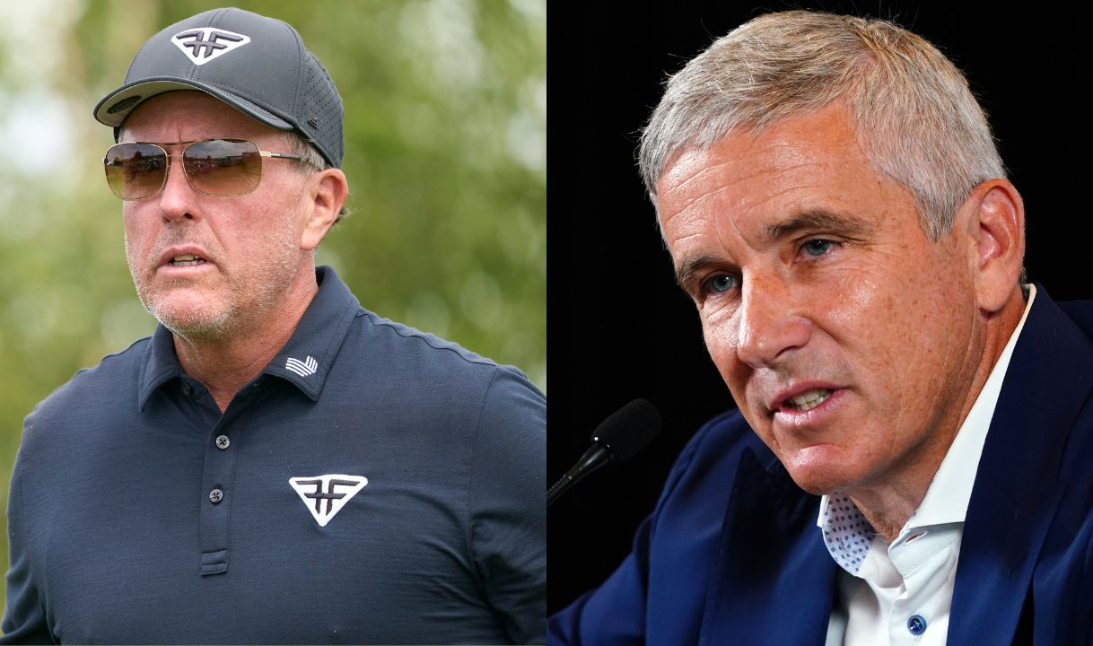 Phil Mickelson and Jay Monahan