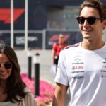 George Russell Eyes His Girlfriend Skeptically as Carmen Montero Mundt Claims to Be the Fastest