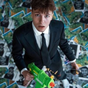 Clix startled after seeing a laser pointed at him while playing Fortnite